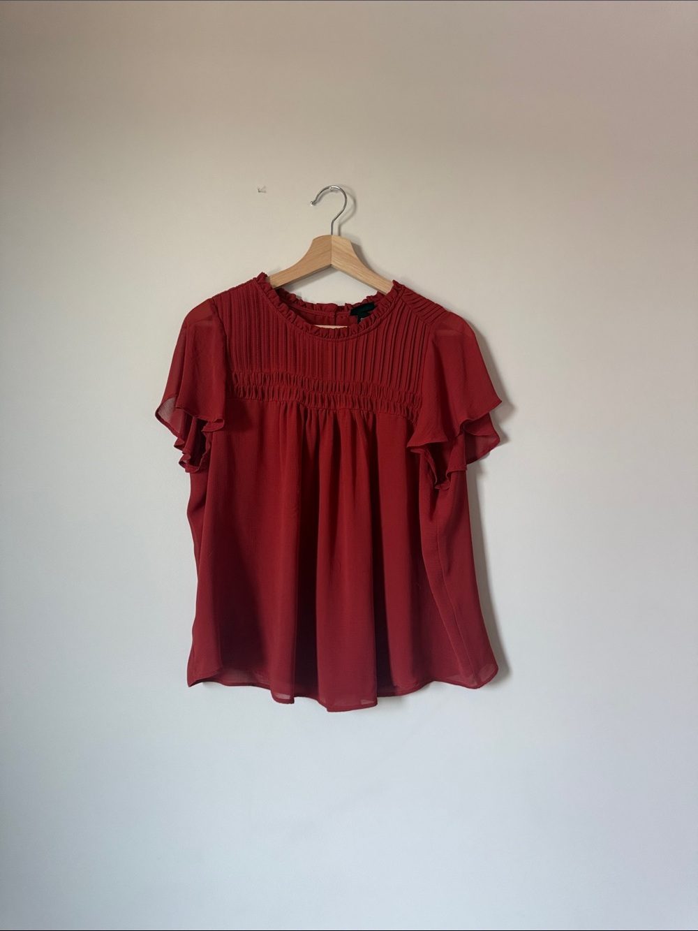 Torrid Red Ruffle Sleeve Blouse